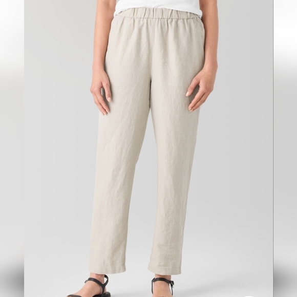 Eileen Fisher Organic Linen Tapered Pant - Picture 1 of 11